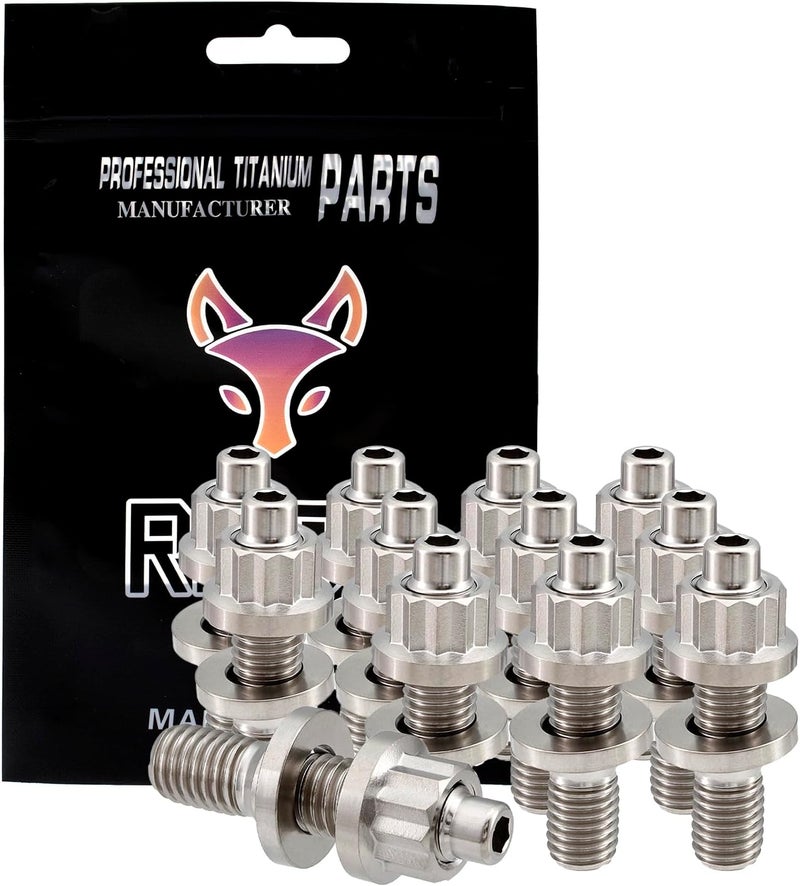 Titanium M8/M10 Titanium Exhaust Manifold Stud Kit Burnt Blue/Original/Red GR5 Titanium Bolt Kit 12 PCS/Set (M10x1.25x54mm, Original) - Image 5